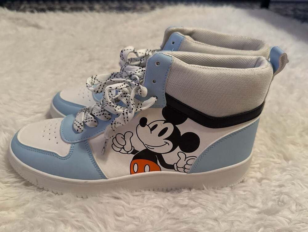 Disney Mickey Mouse High Top Sneakers Light Blue‎ and White Size 41